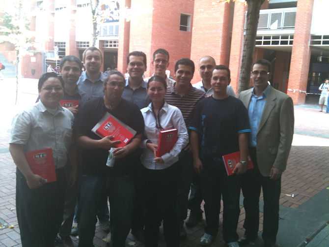 My colleagues at GRCM (UPC). From left to right: Francisco Novillo Parales, Faouzi Bouali, Xavier Gelabert, José Salazar Velázquez, Emanuel Bezerra Rodrigues, Liliana Bolea, Nemanja Vučević, Hiram Galeana Zapién, Alessandro Raschellà, myself, and Francisco Bernardo Álvarez (October 4, 2010, Barcelona, Spain).