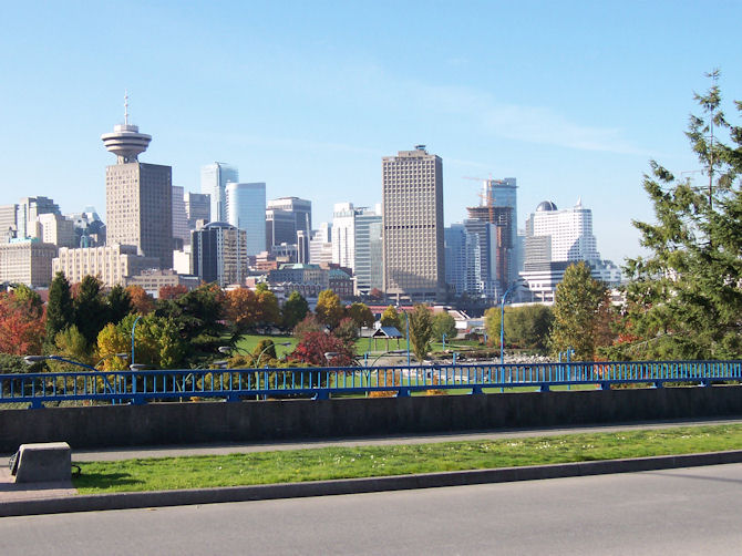 Skyline of Vancouver, BC, Canada (October 2008).