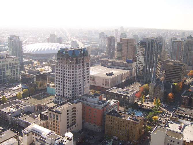 Downtown Vancouver as seen from the lookout (October 2008).