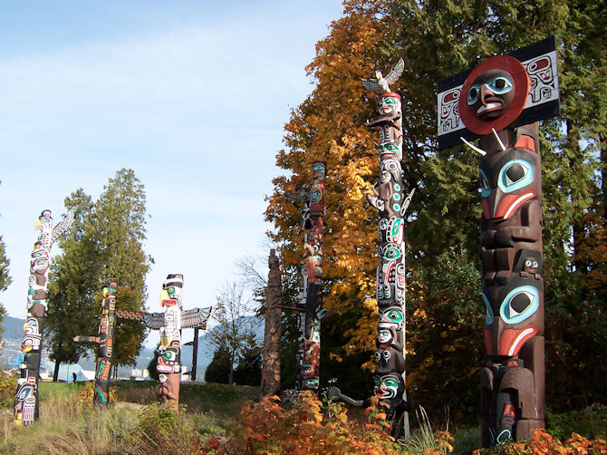 The Totem Poles of Stanley Park, Vancouver, BC, Canada (October 2008).